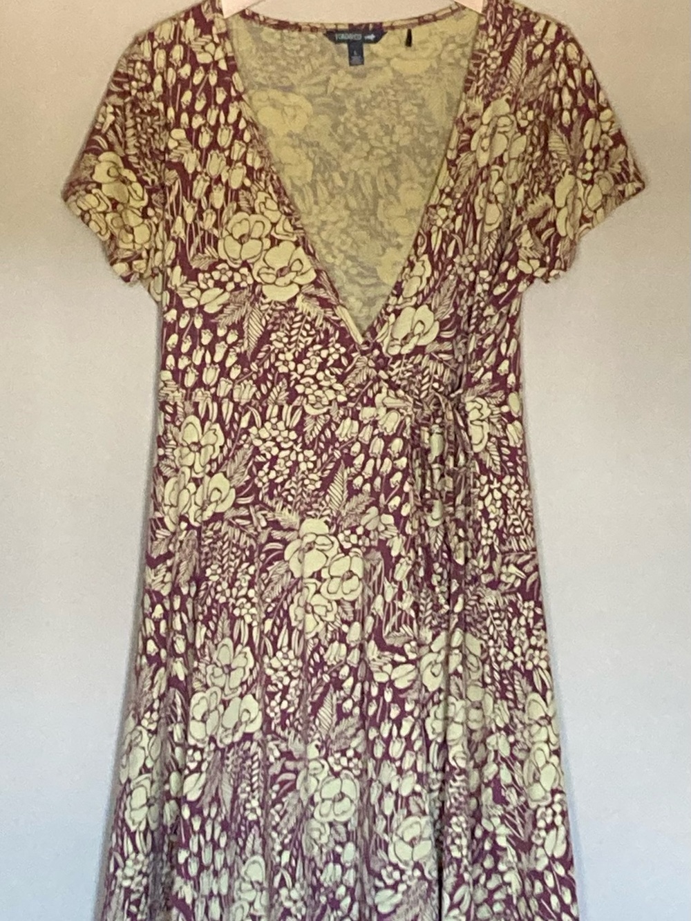 Toad&Co Floral Wrap Tunic in Dark Mauve and Ivory - Large